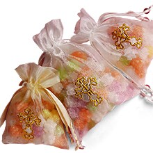 Golden Cross Embroidered Organza Bags