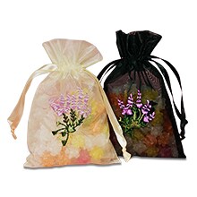 Lavender Flower Embroidered Organza Bags