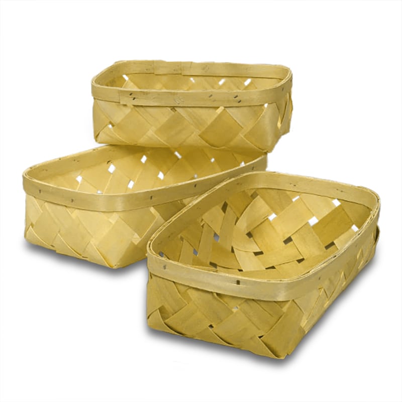 Wood Slat Diamond Braid Baskets