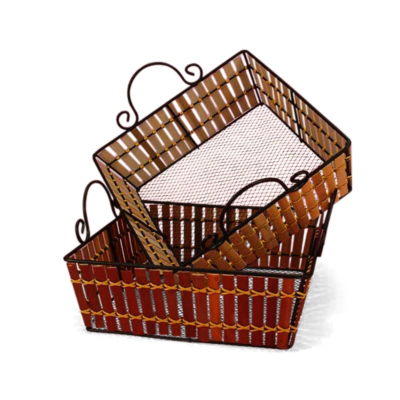 Square Bamboo Metal Frame Baskets Shop Paper Mart