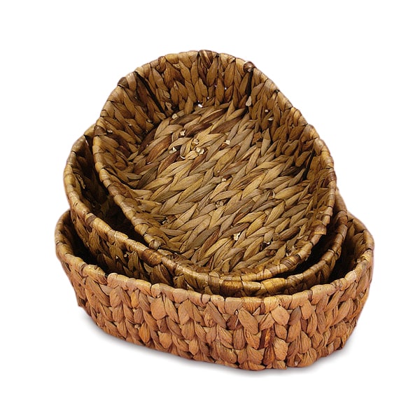 Natural Rush Oval Basket Tray Set