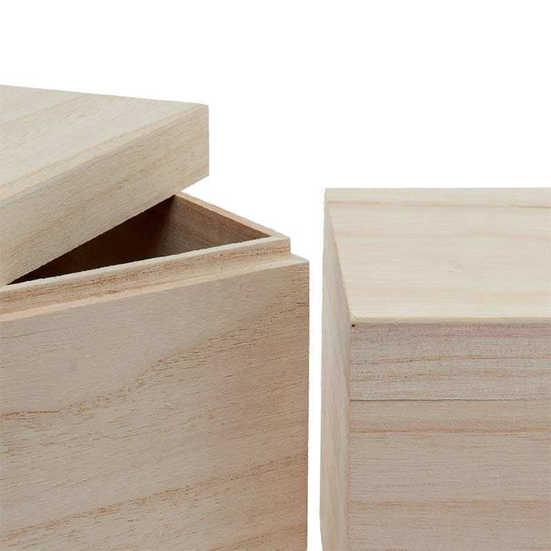 3 Piece Natural Wood Cube Box Set Shop