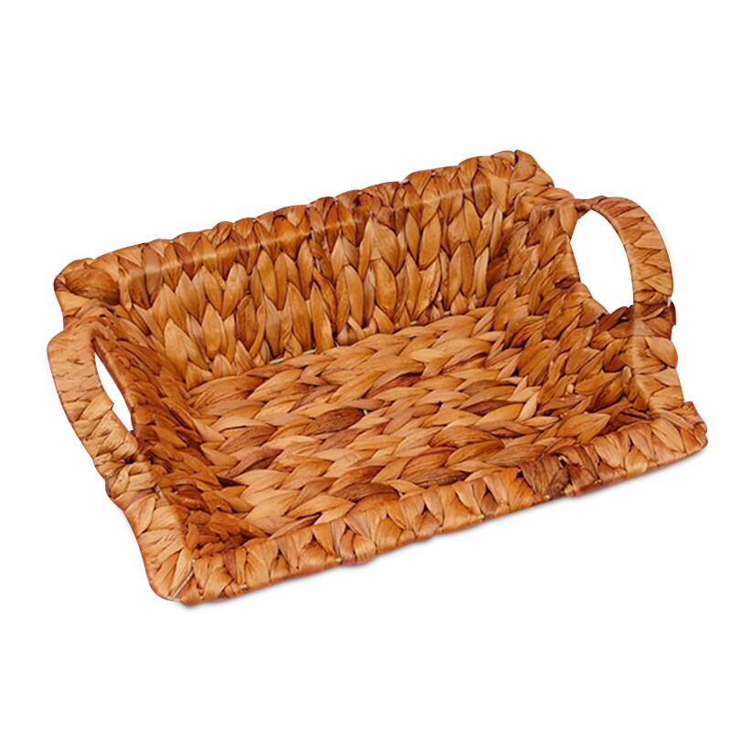 Natural Rush Flat Edge Rectangular Basket Trays