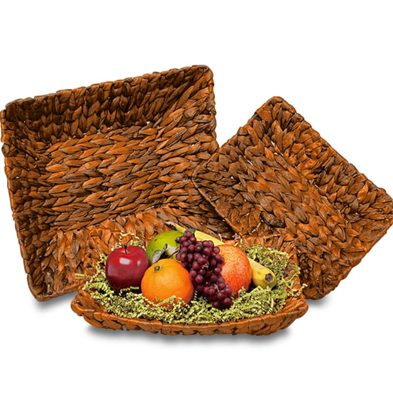 Redwood Stained Seagrass Rectangular Basket Trays