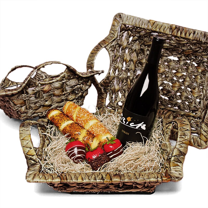 Rectangular Seagrass Basket Tray with Handles