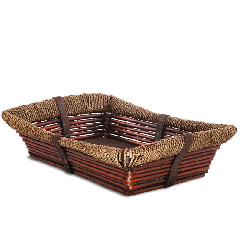 Rectangular Basket Tray with StrawWrapped Border Shop
