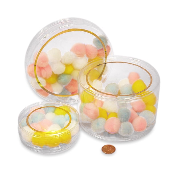 Round Gold Rim Clear Plastic Containers
