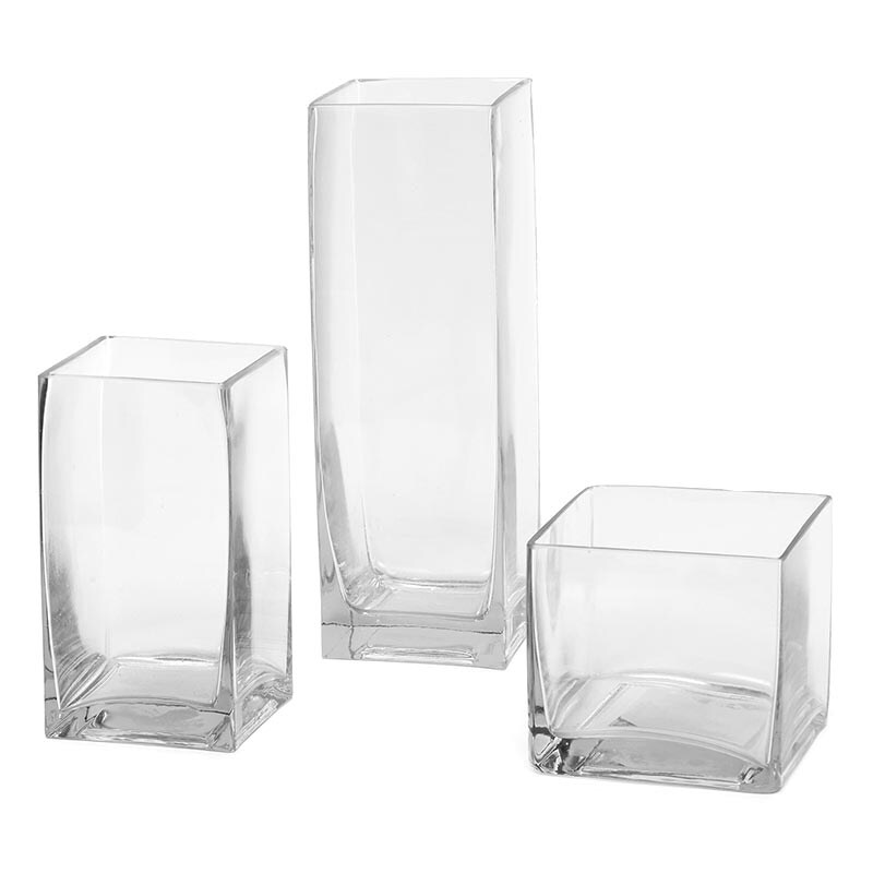 Clear Square Glass Vases