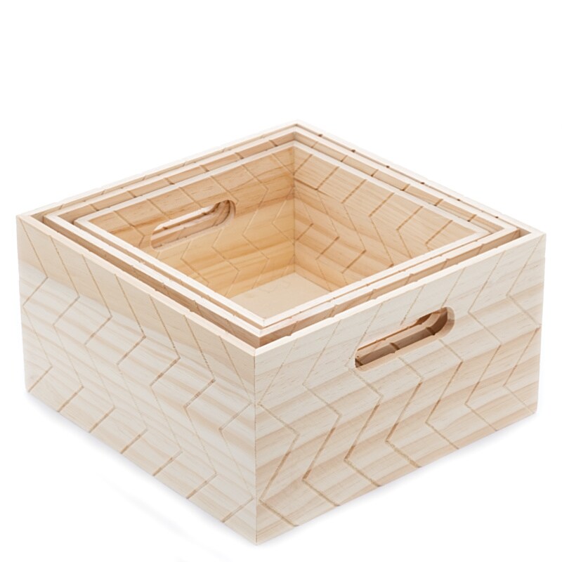 Zig Zag Embossed Wood handle Box Set Shop