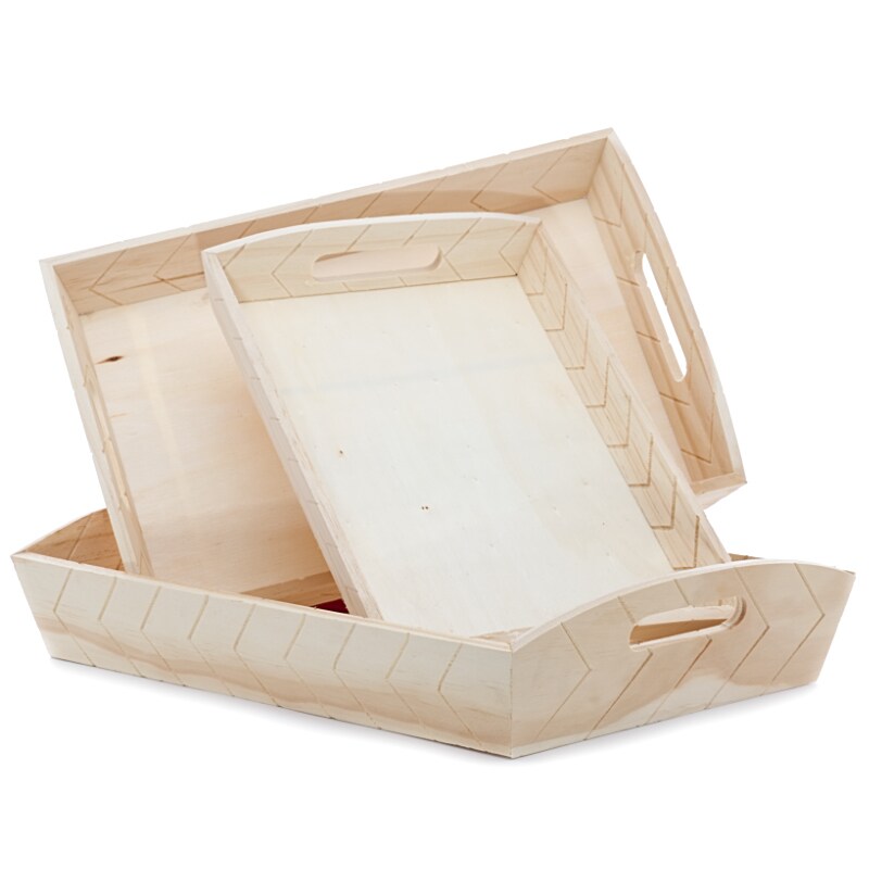 Small Zig Zag Embossed Wood Handle Tray Shop