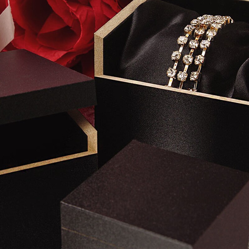 Black Velvet Lined Hinged Wooden Boxes