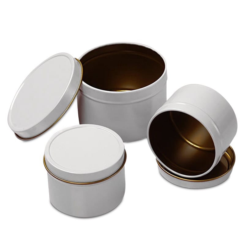 White Deep Round Tin Cans
