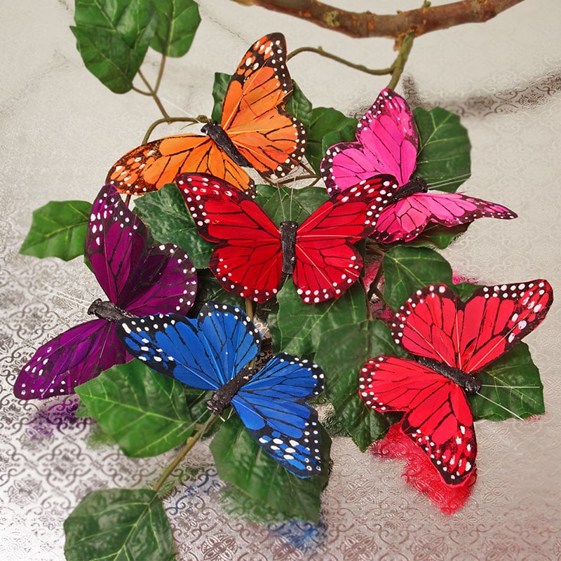 51/4" Multi Assorted Feather Monarch Butterfly