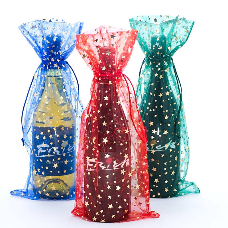Star Print Organza Wine Bags
