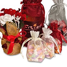 Flat Bottom Crystallized Organza Bags