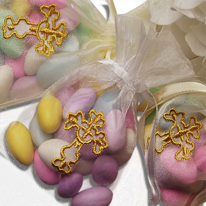 Golden Cross Organza Bags