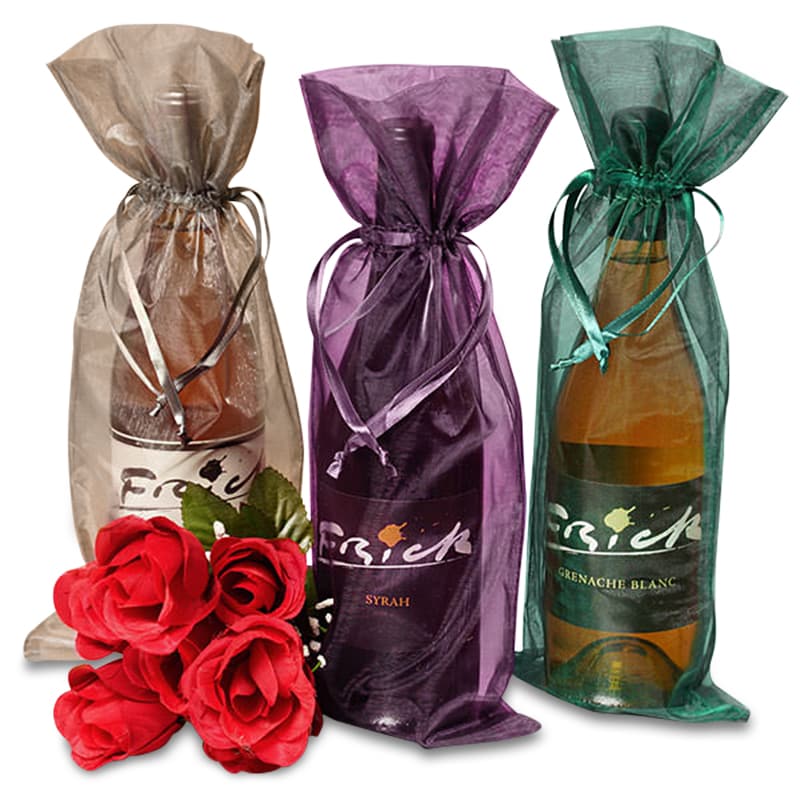 Colored Organza Fabric Wine Bags Paper Mart
