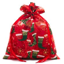 Red Christmas Stockings Sheer Fabric Bag