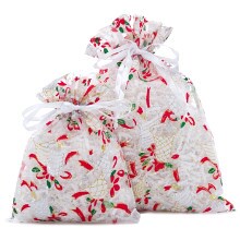 White Christmas Jingle Bell Sheer Fabric Bag