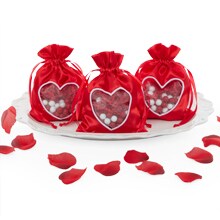 Red Sheer Heart Satin Bag