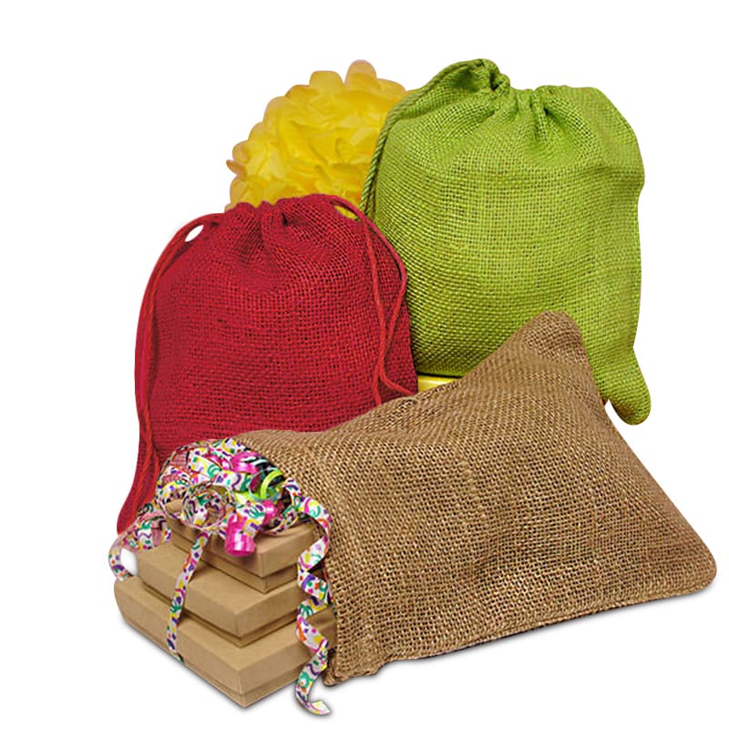 Colored Rough Jute Pouches
