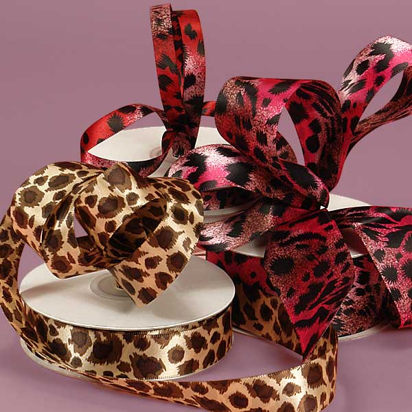 Leopard Print Satin Ribbons