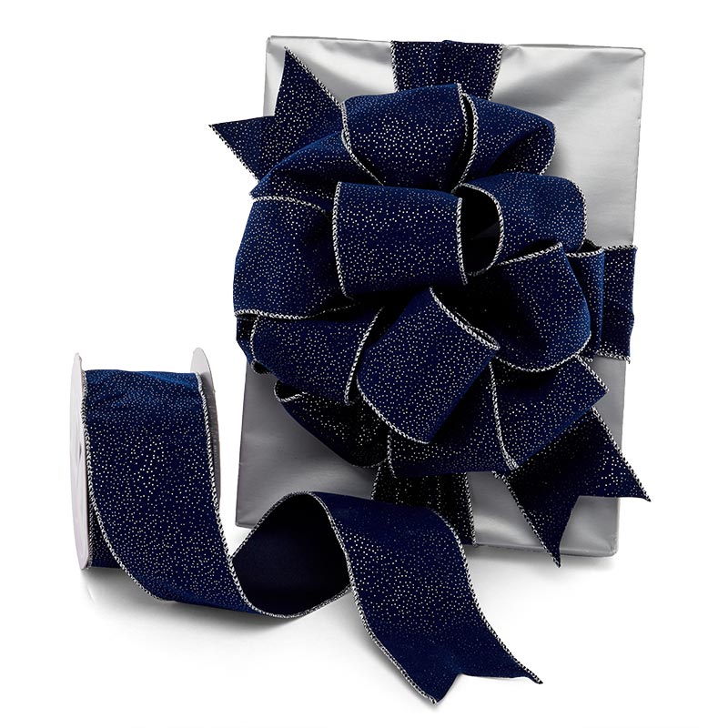 Midnight Stars Flocked Wired Ribbon Shop