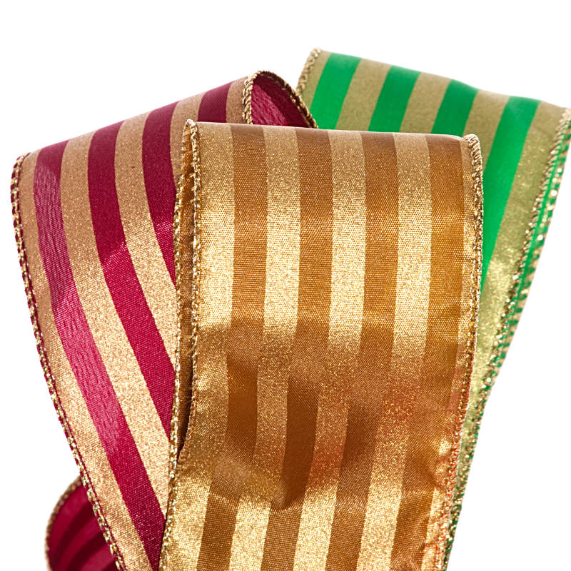 Kensington Striped Satin Wired Ribbon