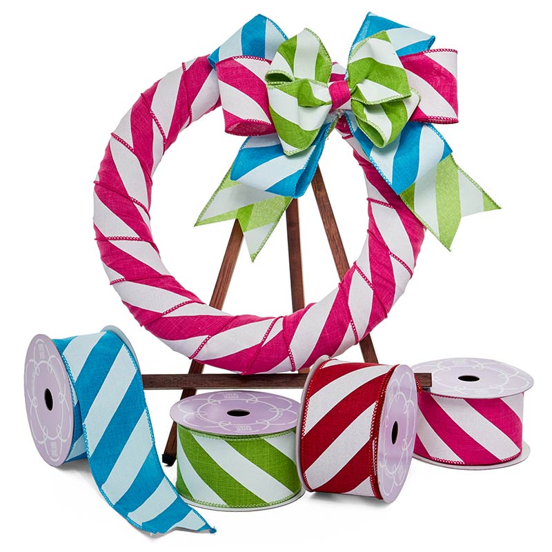 Wide Diagonal Stripes Fabric Wired Ribbon Shop