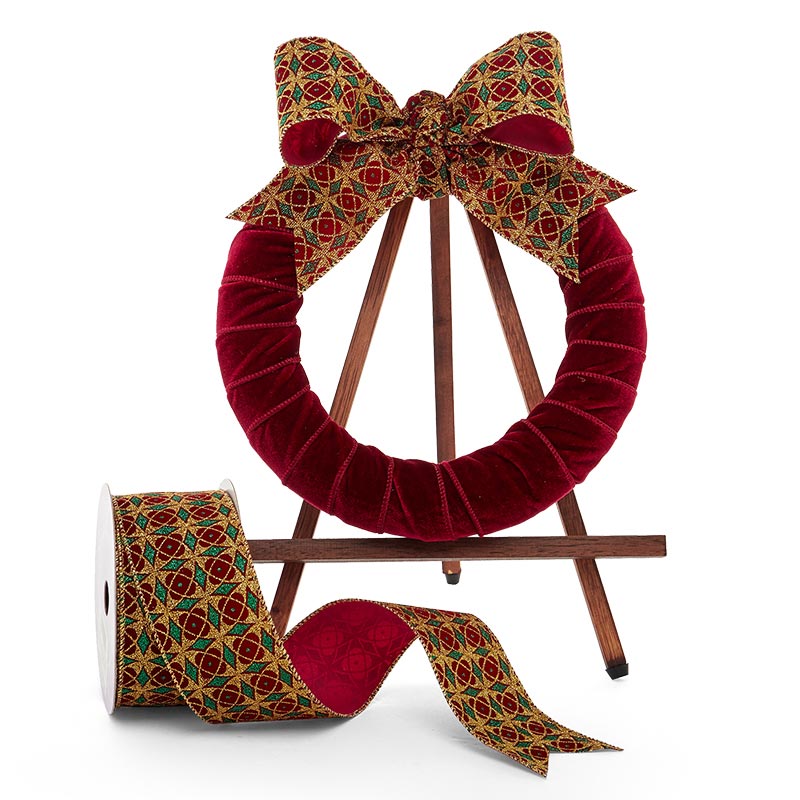 Stained Glass Flocked Wired Ribbon Shop