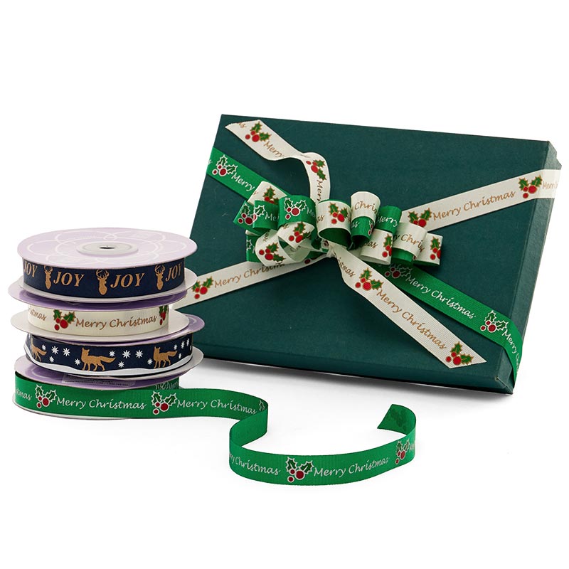 Narrow Holiday Patterned Grosgrain Ribbon Shop