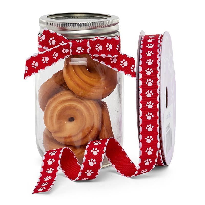 Red & White Paw Print Grosgrain Ribbon Shop