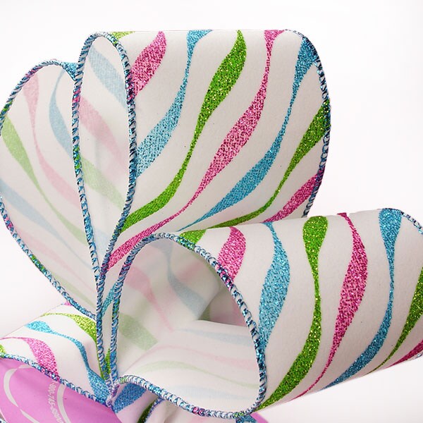 Multi Wave Party Flocked Ribbon