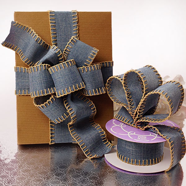 Overstitched Blue Denim Ribbon