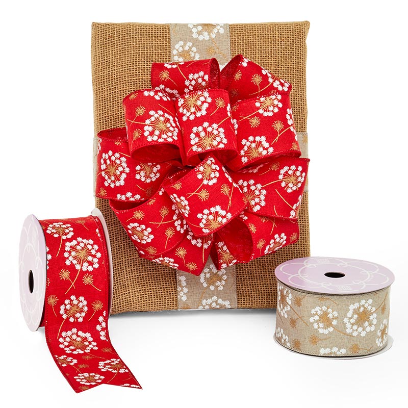 Natural Floral Linen Ribbon Shop