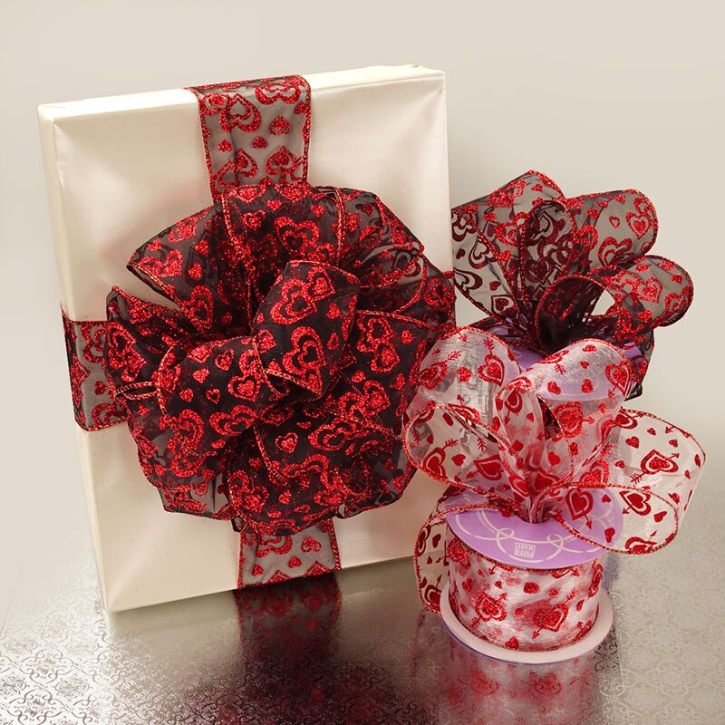 Glitter Heart Sheer Ribbon