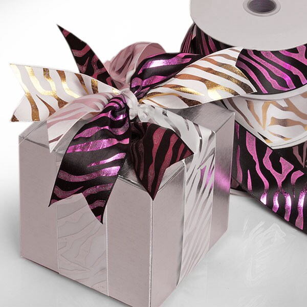 Metallic Zebra Print Satin Ribbon