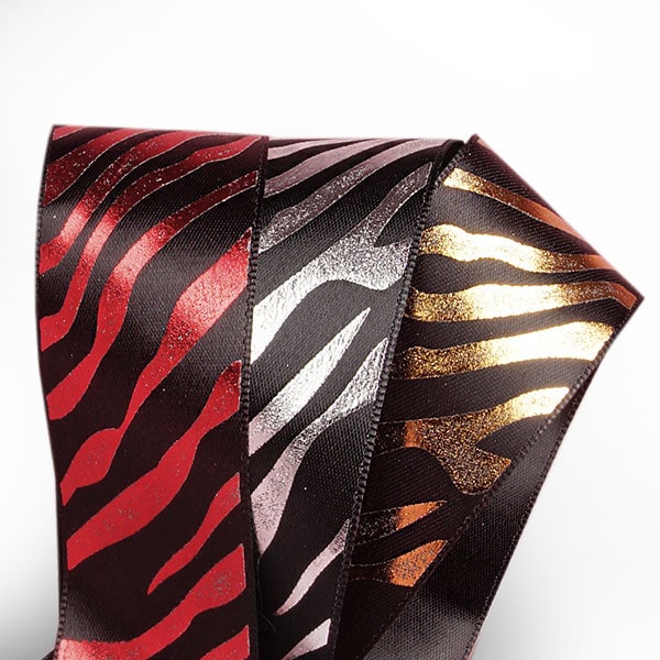 Metallic Zebra Print Satin Ribbon