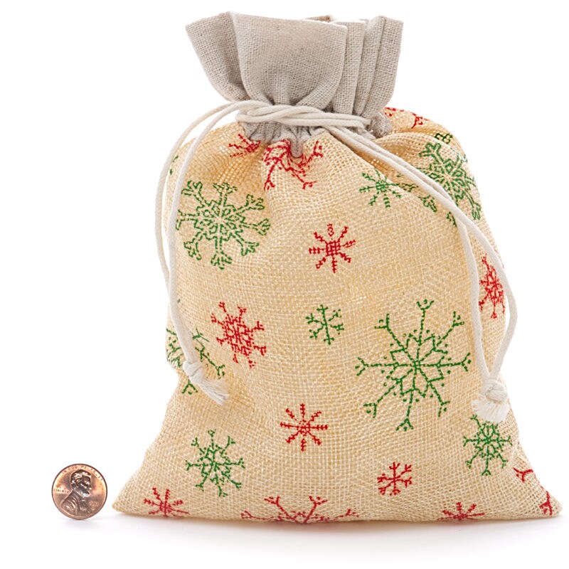 Snowflakes Faux Burlap Bag Shop