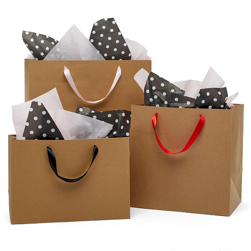 Heavy Kraft Euro Totes With Satin Ribbon Handles Shop