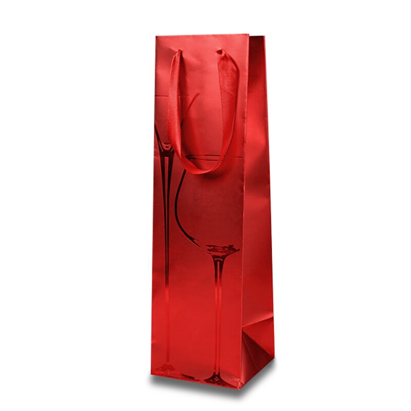 Red Metallic Glass Wine Bag