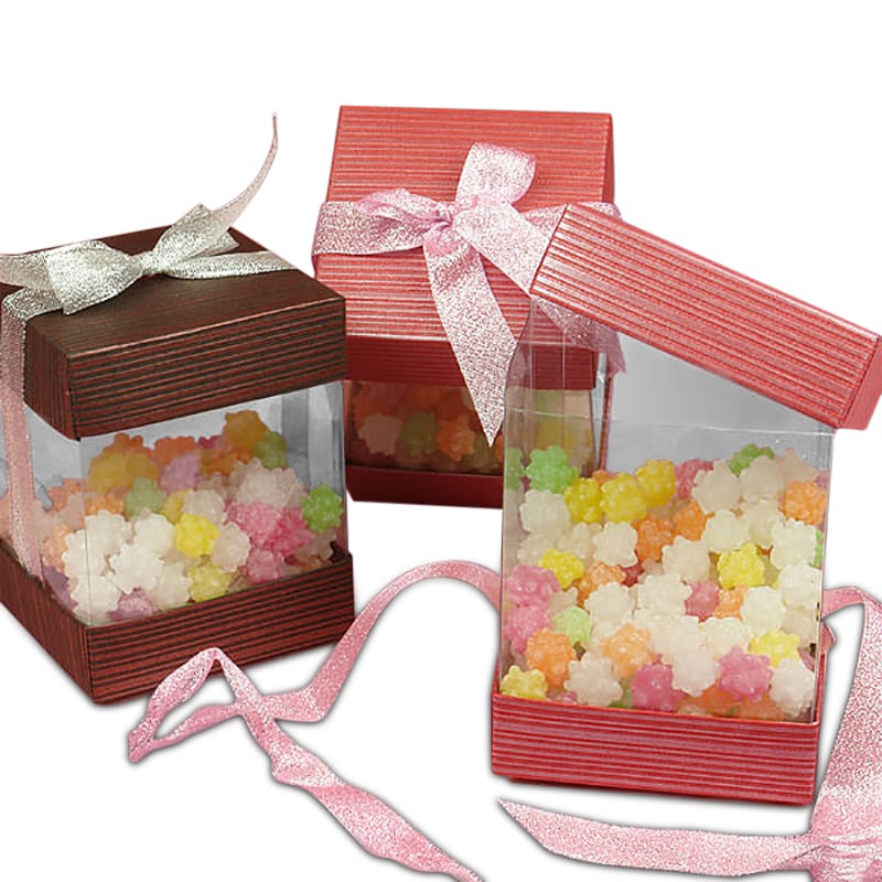 Clear Side Square Boxes With Cap & Bow