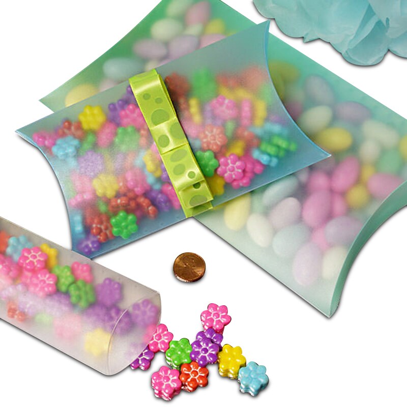 Clear & Colored Frosted Plastic Pillow Boxes