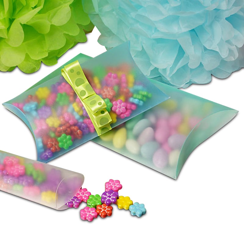 Clear & Colored Frosted Plastic Pillow Boxes