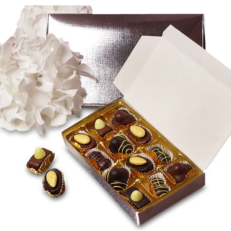 Metallic Silver 1 Piece Folded Candy Boxes