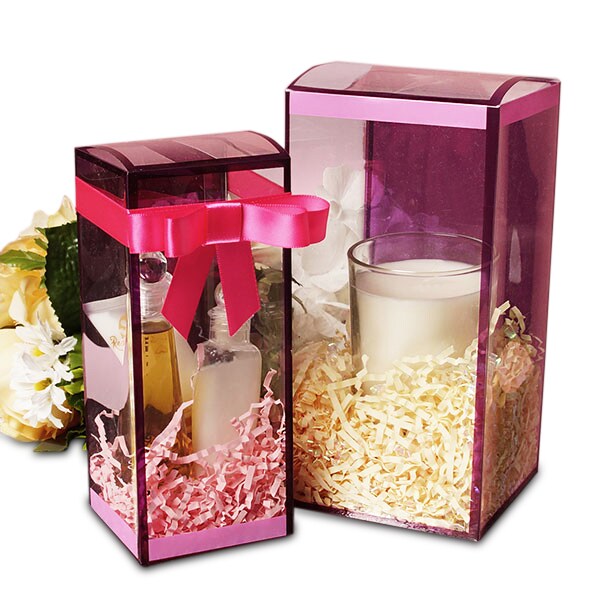 Burgundy Frame Clear Display Boxes