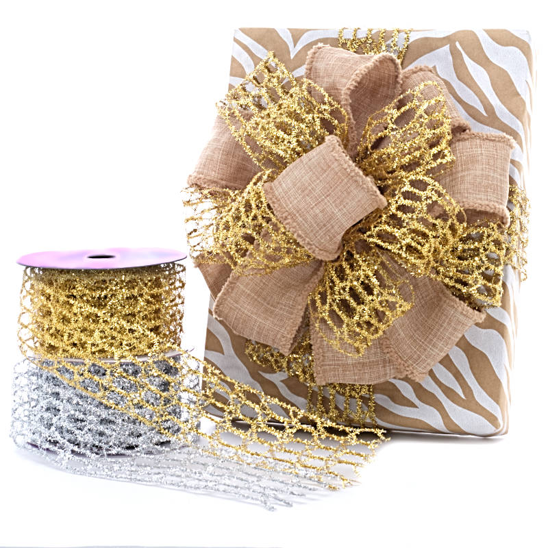Metallic Open Mesh Tinsel Ribbon Shop