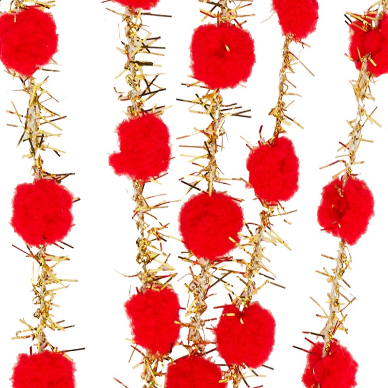 Wired Gold Tinsel Cord With PomPoms Shop