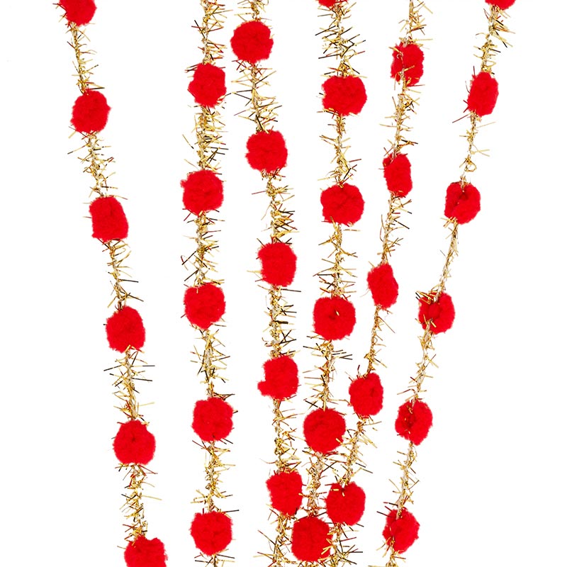 Wired Gold Tinsel Cord With PomPoms Shop