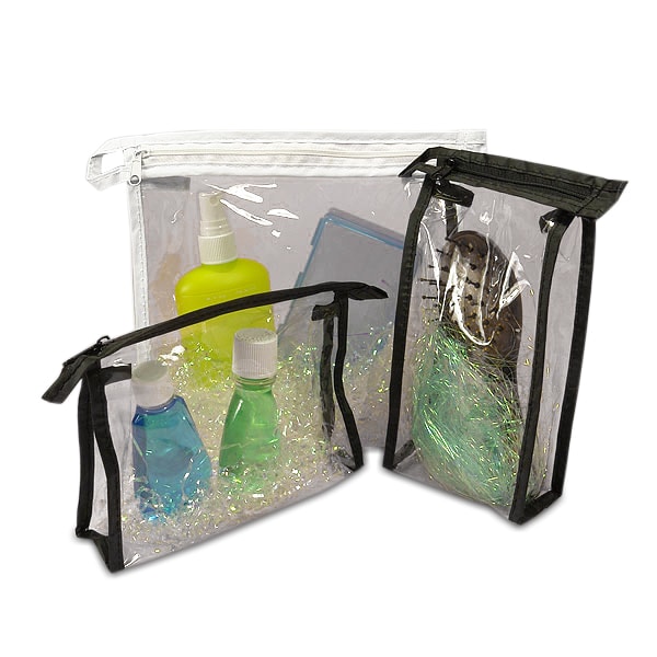 Soft Vinyl Zipper Bag With Fabric Piping